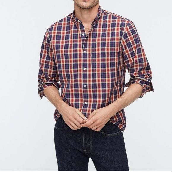 JCrew Secret Wash Cotton Plaid Poly Shirt - Picture 2 of 11